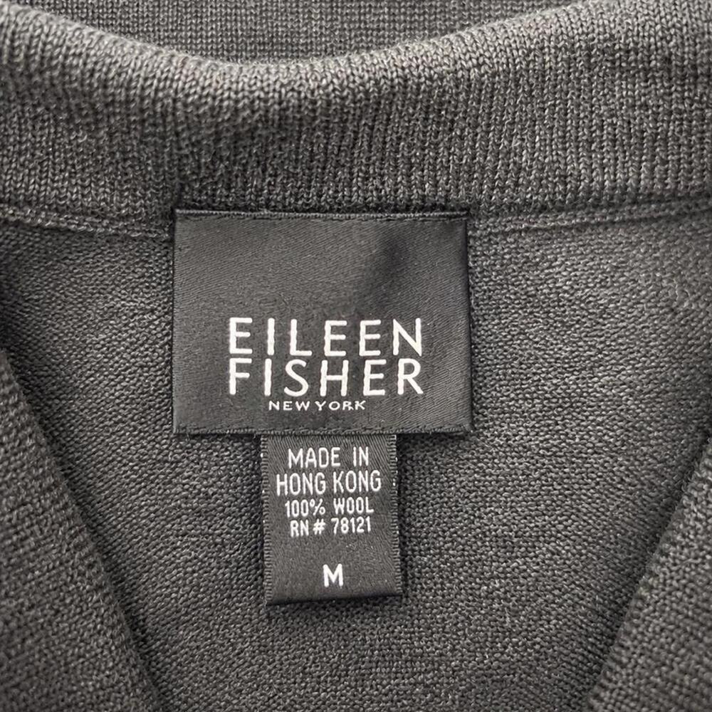 Eileen Fisher 100% Wool Charcoal Gray Knit Midi Skirt Minimalist Size M - Picture 3 of 4